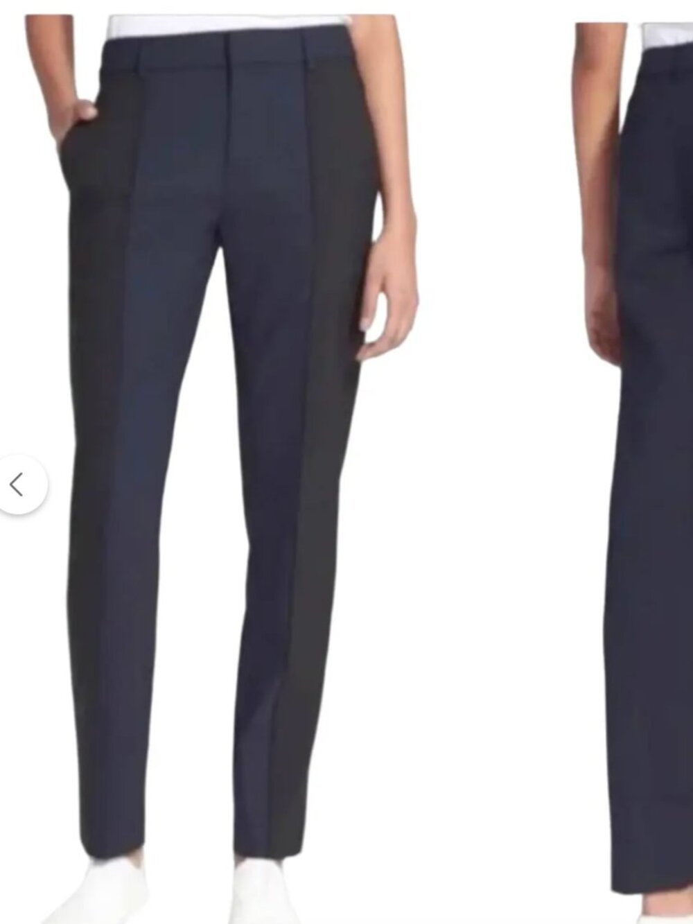 Vince Pants Wool Trousers Colorblock Contrast Skinny Ankle Navy Blue Black